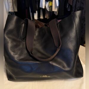Coach Soft Black Pebbled Leather Derby Tote